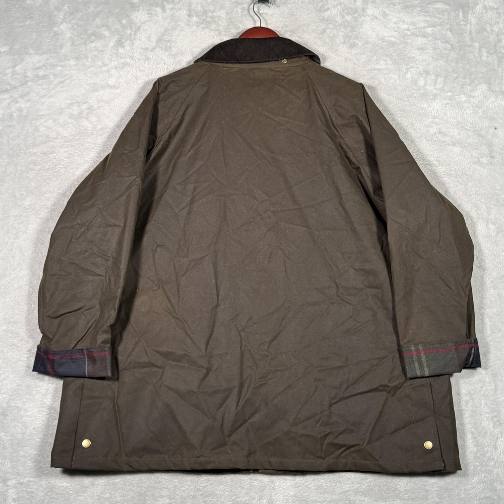 Barbour Jacket Womens 2X Green Acorn Plus Wax Waxed Cotton Tartan Lined Coat - Picture 11 of 12